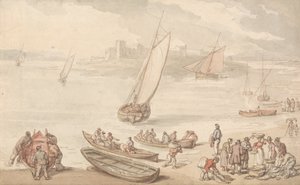 Salg af fisk på en strand af Thomas Rowlandson
